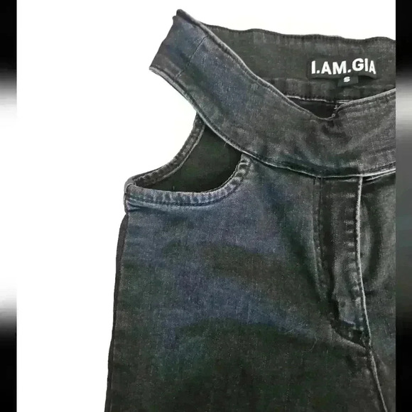 I.AM.GIA Womens Black Kayla Cut Out Jeans S - Picture 6 of 13